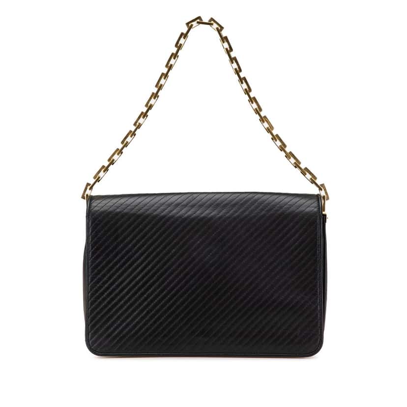 Saint Laurent Quilted Lambskin Babylone Flap Shoulder Bag Black Leather Good condition - Front View