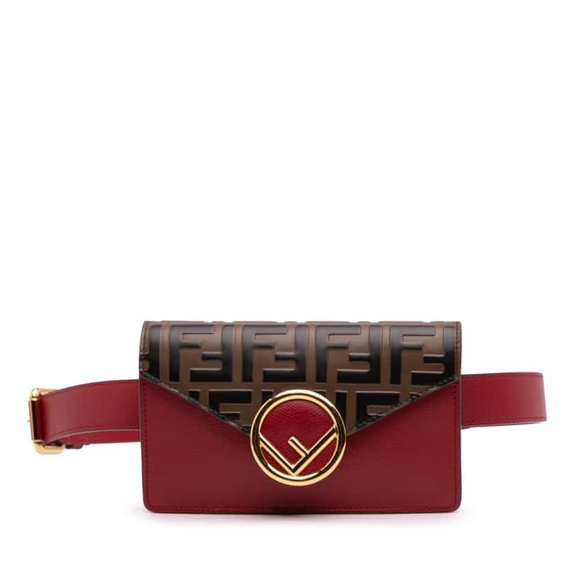 Fendi Zucca Embossed Leather F is Fendi Convertible Belt Bag Brown Leather Good condition - Front View
