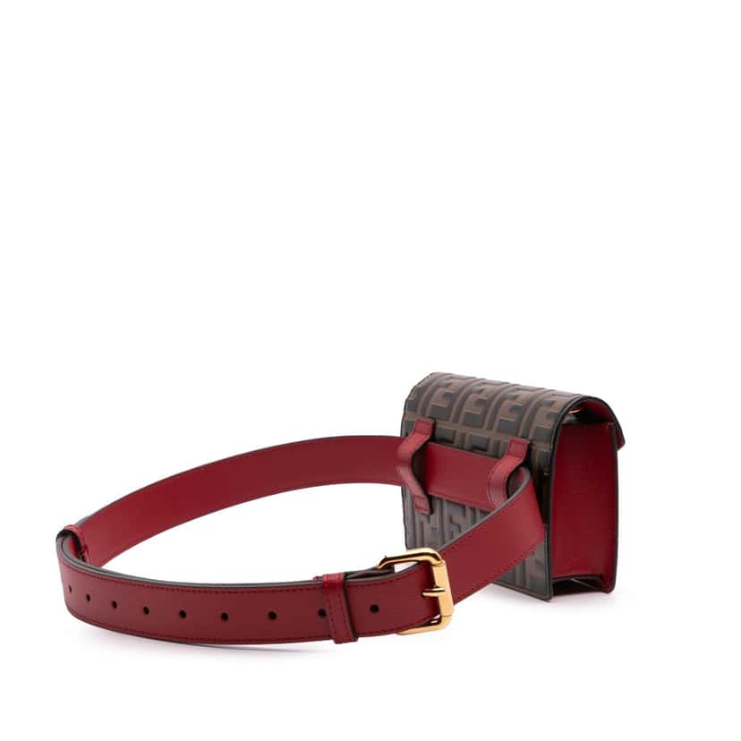 Fendi Zucca Embossed Leather F is Fendi Convertible Belt Bag Brown Leather Good condition - Back View