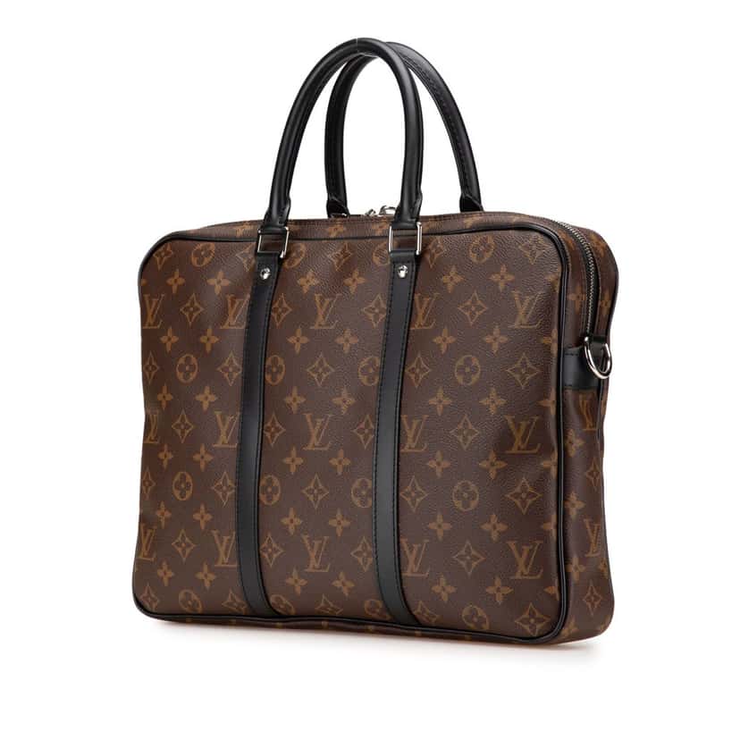 Louis Vuitton Monogram Macassar Porte Documents Voyage Brown Canvas Good condition - Back View