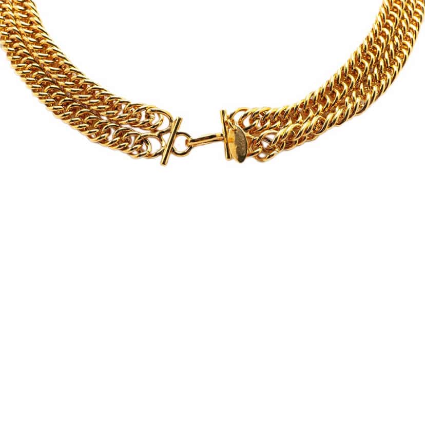 Chanel Gold Plated Lion Head Choker Necklace Gold Metal Good condition - Back View