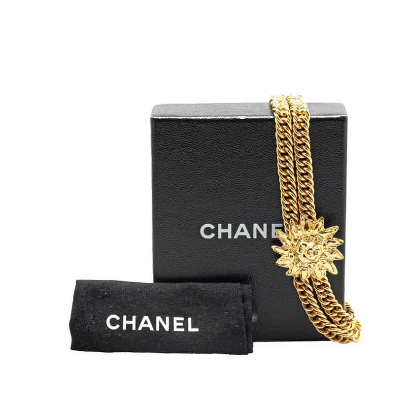 Chanel Gold Plated Lion Head Choker Necklace Gold Metal Good condition - Box View