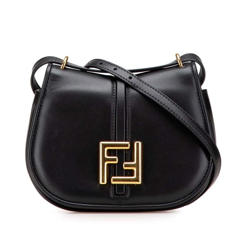Fendi Mini Leather C mon Crossbody Black Leather Good condition - Front View