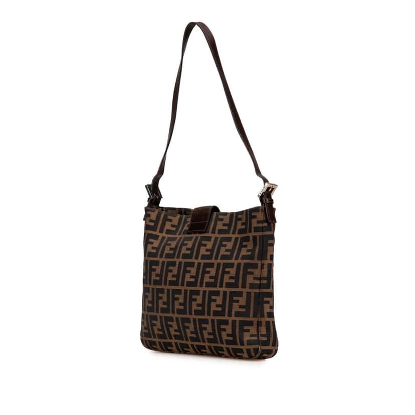 Fendi Zucca Canvas Shoulder Bag Brown Canvas Good condition - Back View