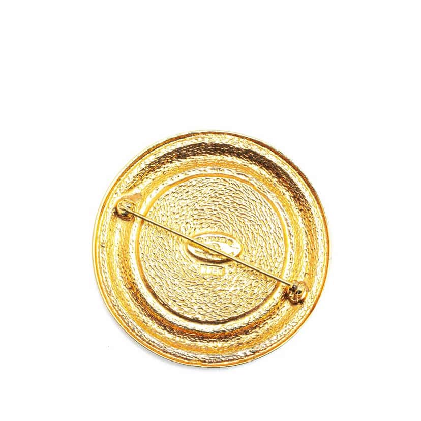 Chanel Gold Plated 31 Rue Cambon Round Brooch Gold Metal Good condition - Back View