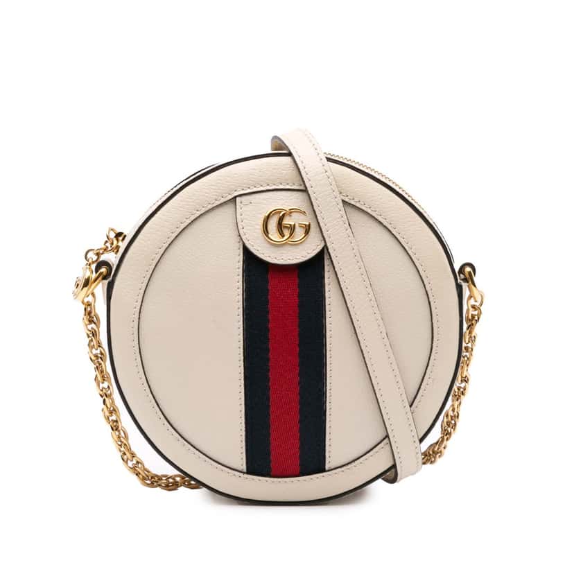 Gucci Mini Leather Ophidia Round Crossbody White Leather Good condition - Front View
