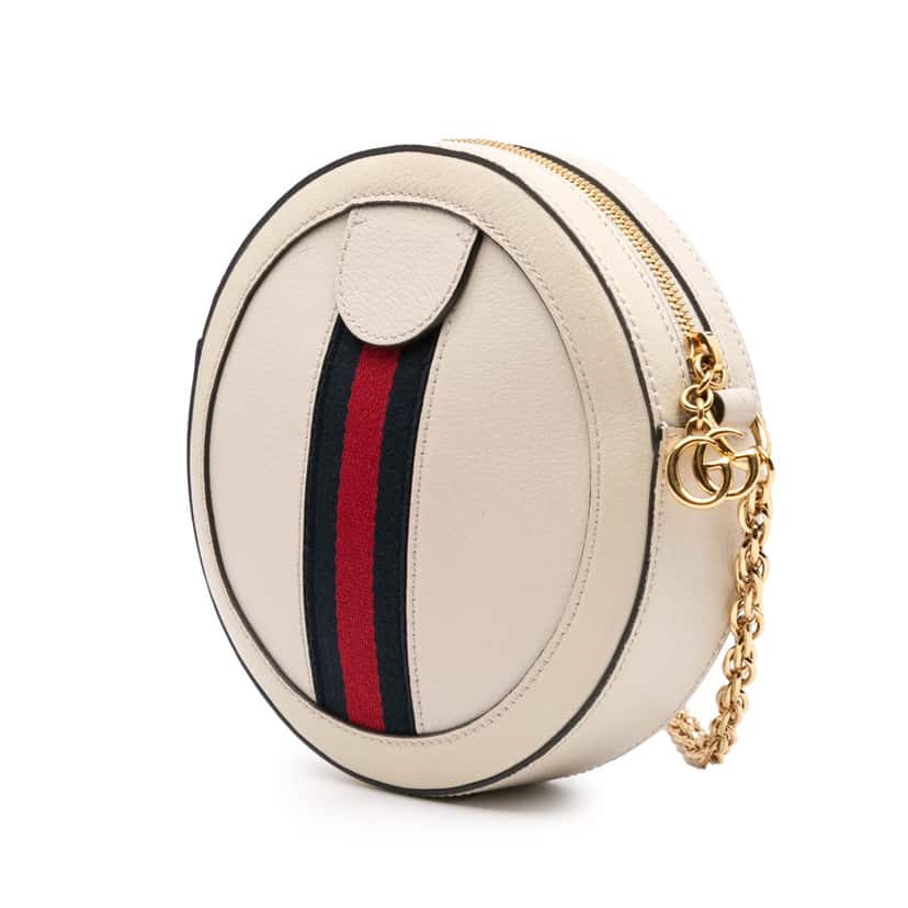 Gucci Mini Leather Ophidia Round Crossbody White Leather Good condition - Back View
