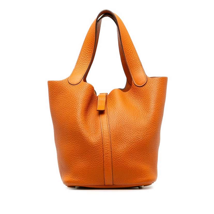 Hermès Clemence Picotin Lock 22 Orange Leather Good condition - Front View