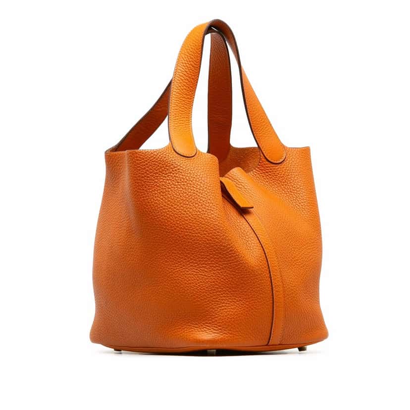 Hermès Clemence Picotin Lock 22 Orange Leather Good condition - Back View