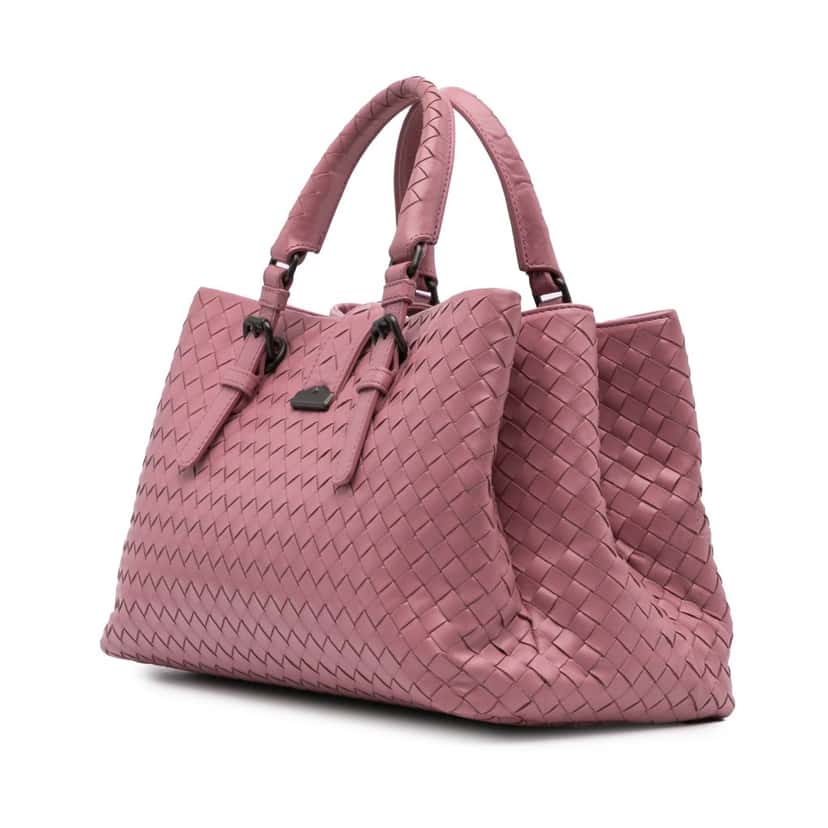 Bottega Veneta Small Nappa Intrecciato Roma Satchel Pink Leather Good condition - Back View
