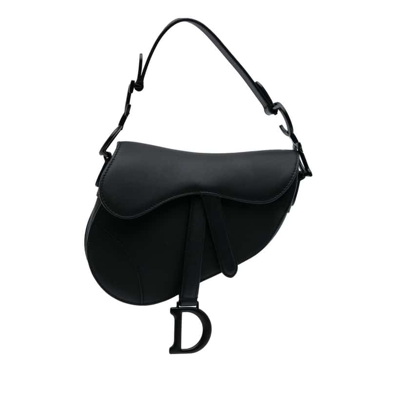 Dior Mini Ultra Matte Calfskin Saddle Bag Black Leather Good condition - Front View