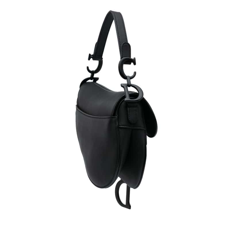 Dior Mini Ultra Matte Calfskin Saddle Bag Black Leather Good condition - Back View