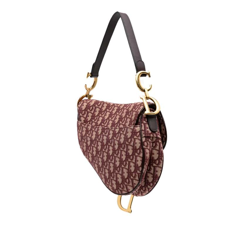 Dior Oblique Canvas Saddle Bag Red Canvas Good condition - Back View