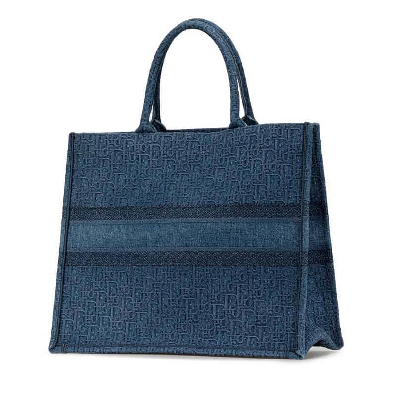 Dior Large Oblique Denim Book Tote Blue Denim Very good condition - Back View