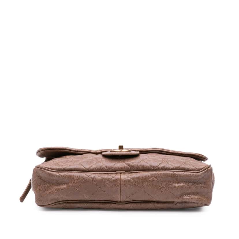Chanel Large Quilted Glazed Caviar Shiva Flap Brown Leather Good condition - Inside View