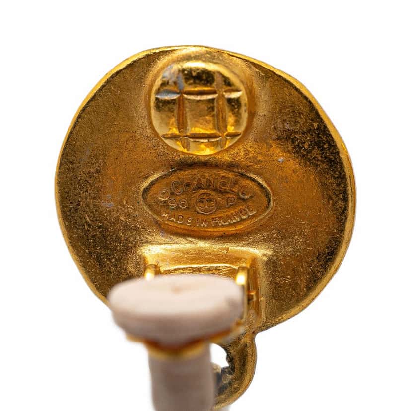 Chanel Gold Plated CC Teardrop Clip On Earrings Gold Metal Good condition - Inside View