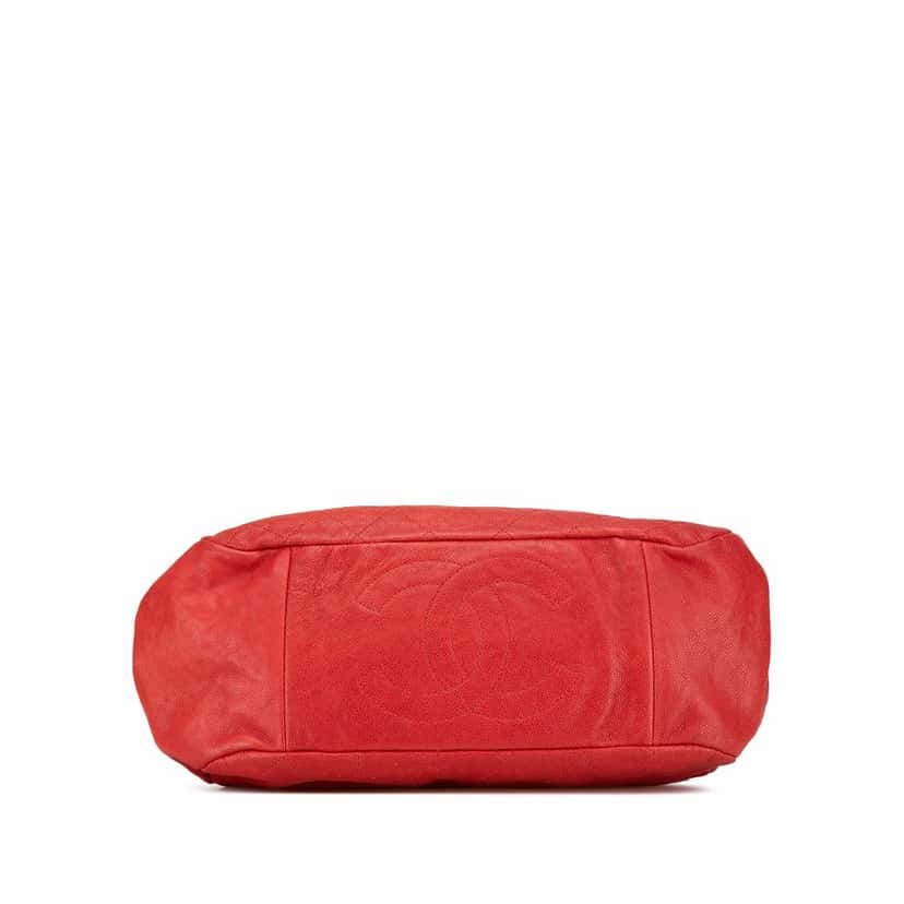 Chanel Medium Quilted Caviar Frame Tote Red Leather Good condition - Inside View
