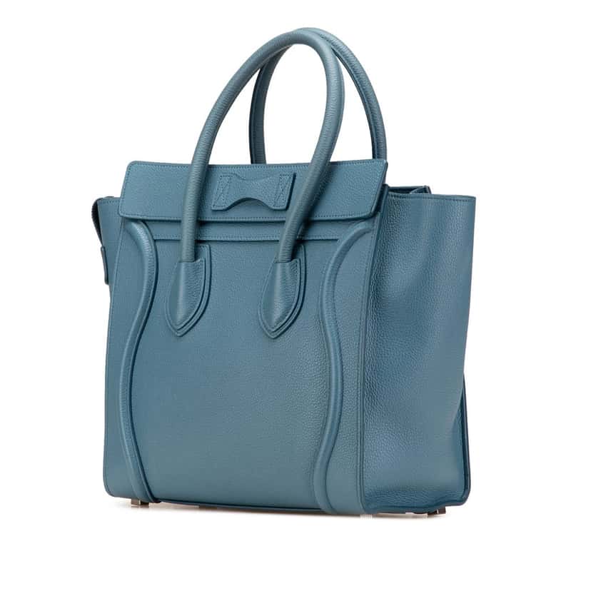 Celine Micro Calfskin Luggage Tote Blue Leather Good condition - Back View