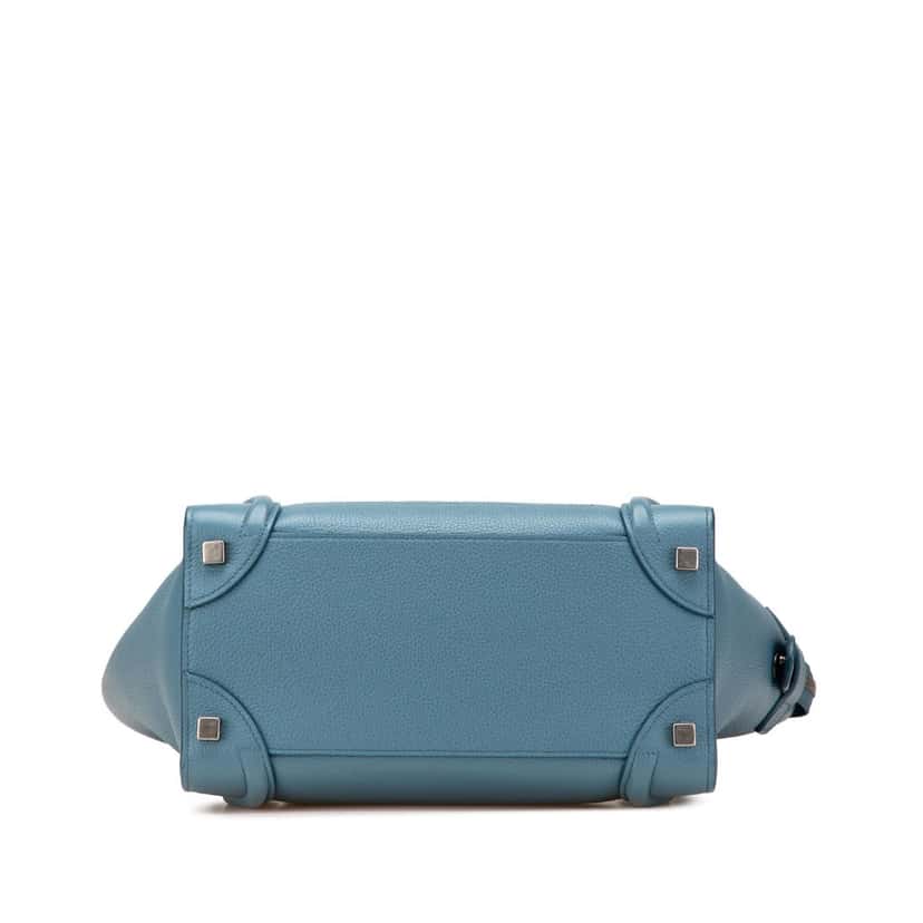 Celine Micro Calfskin Luggage Tote Blue Leather Good condition - Inside View