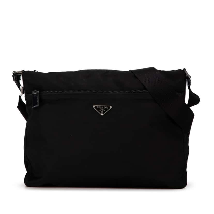 Prada Tessuto Zip Top Crossbody Black Good condition - Front View