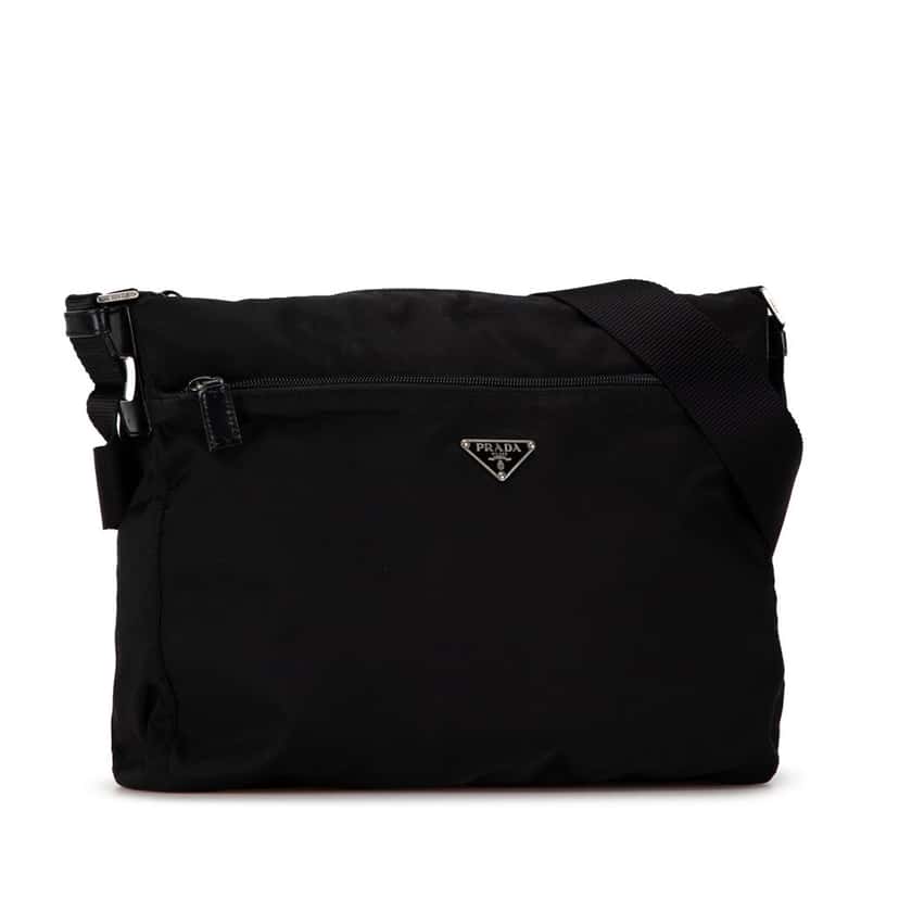 Prada Tessuto Zip Top Crossbody Black Good condition - Back View
