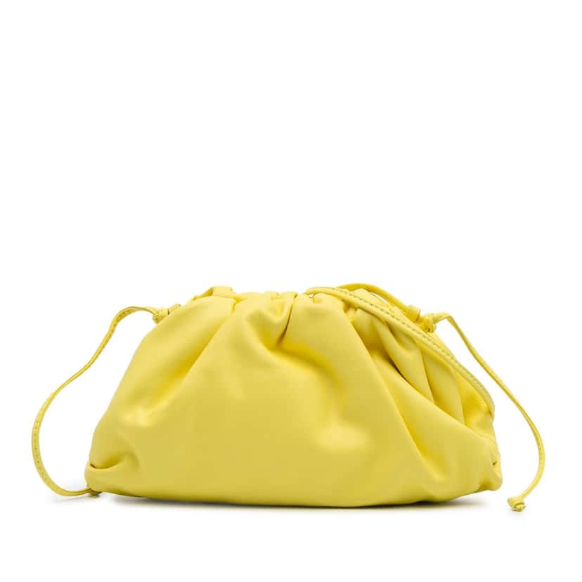 Bottega Veneta Lambskin The Mini Pouch Crossbody Yellow Leather Good condition - Front View