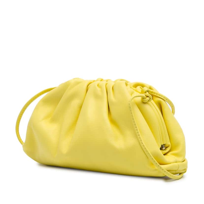 Bottega Veneta Lambskin The Mini Pouch Crossbody Yellow Leather Good condition - Back View