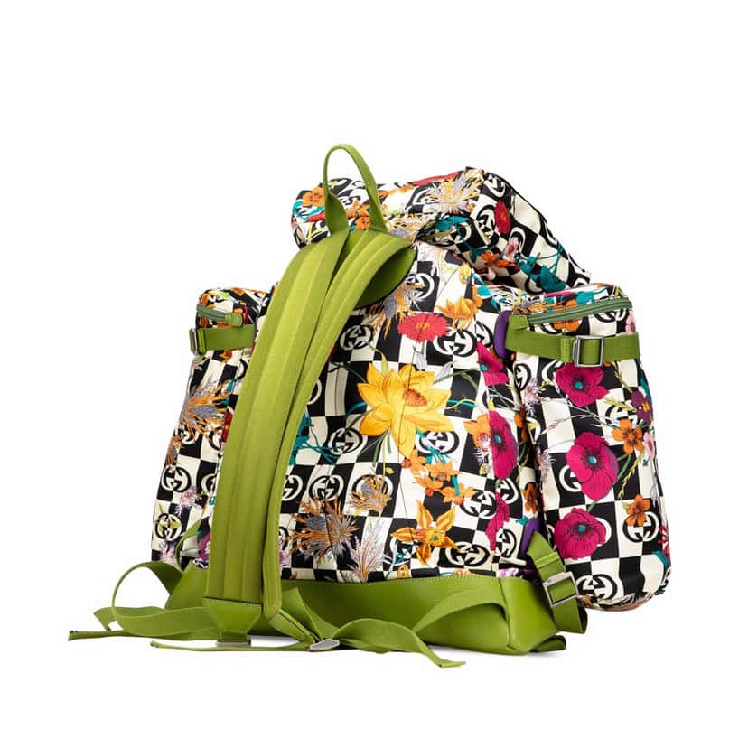 Gucci The North Face Floral Multicolor Nylon and Leather Backpack MultiColor Good condition - Back View