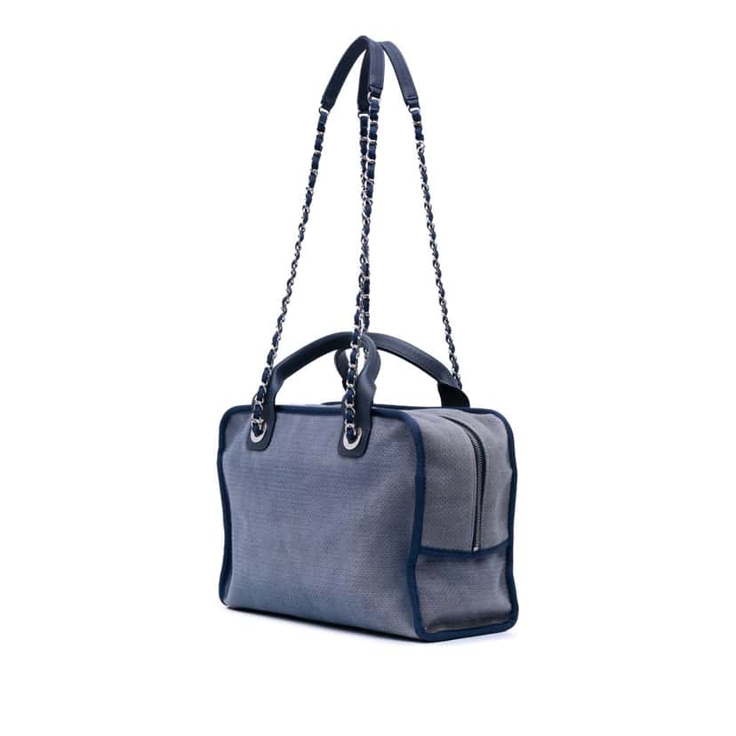 Chanel Large Denim Deauville Bowling Bag Blue Denim Good condition - Back View