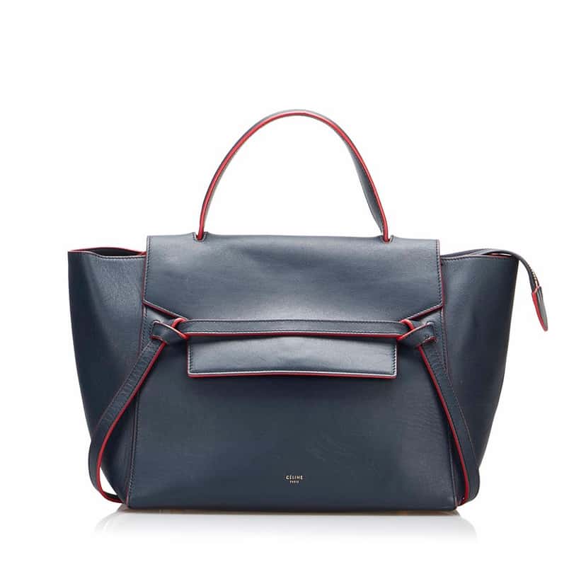 Celine Mini Belt Satchel Blue Leather Good condition - Front View