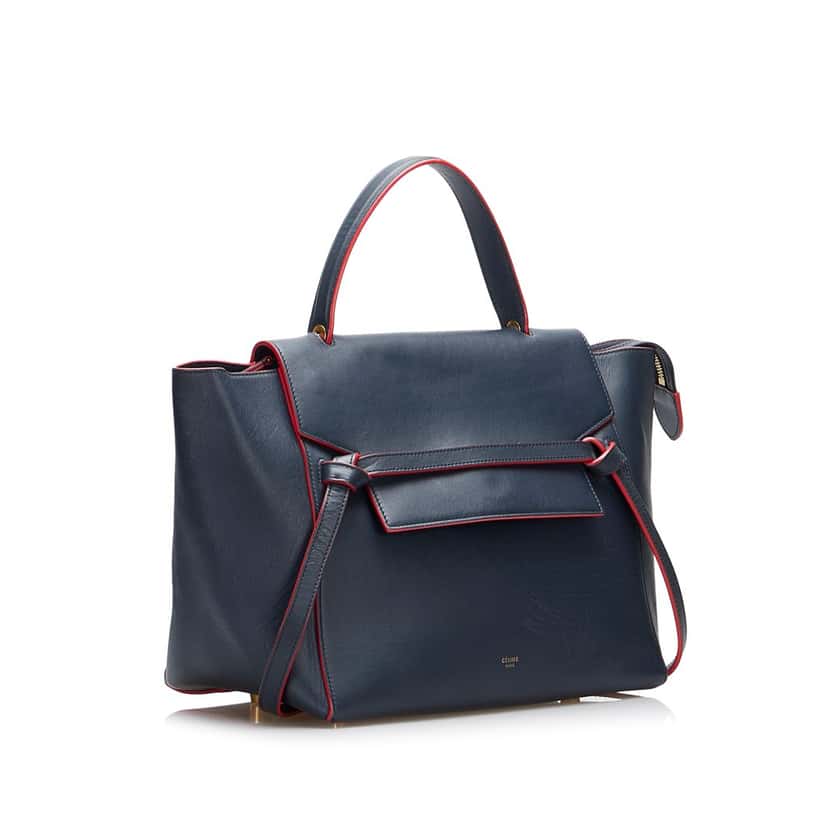 Celine Mini Belt Satchel Blue Leather Good condition - Back View