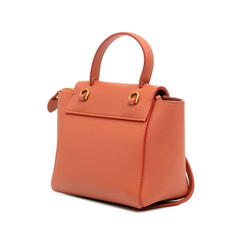 Celine Pico Grained Calfskin Belt Bag Orange Leather Good condition - Back View