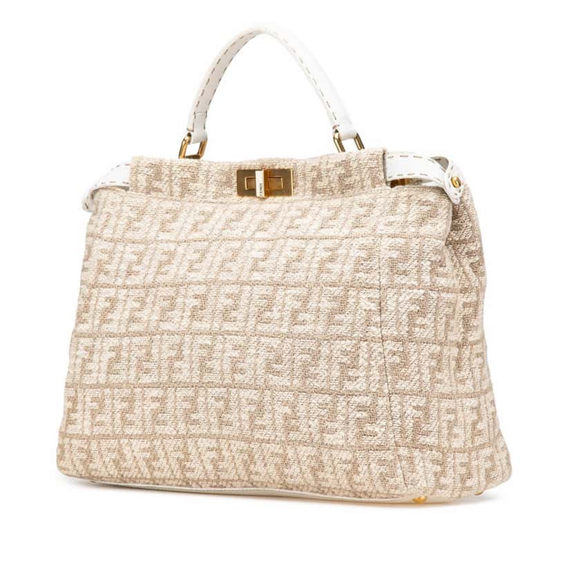 Fendi Large Zucca Corda Iconic Peekaboo Satchel Brown Canvas Good condition - Back View