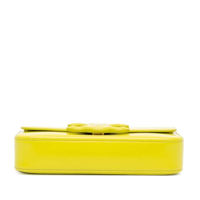 Celine Calfskin Cuir Triomphe Chain Shoulder Bag Yellow Leather Very good condition - Inside View