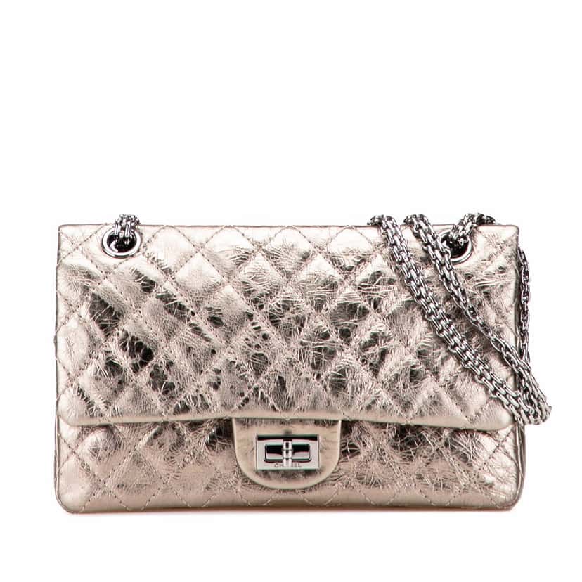 Chanel Reissue 2.55 Aged Metallic Calfskin Double Flap 225 Brown Leather Good condition - Front View
