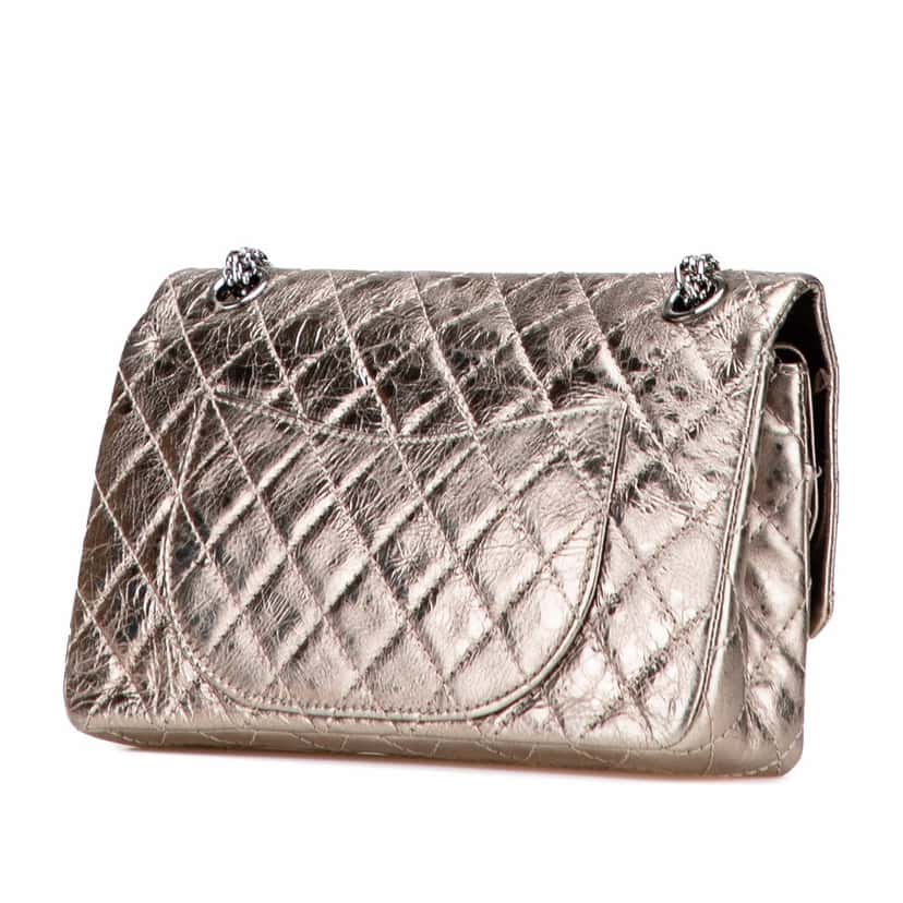 Chanel Reissue 2.55 Aged Metallic Calfskin Double Flap 225 Brown Leather Good condition - Back View