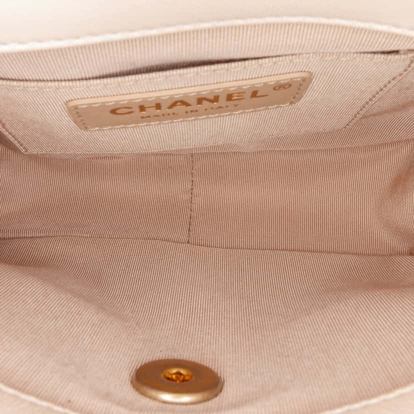 Chanel Small Lambskin Button On Top Flap Brown Leather Good condition - Model View