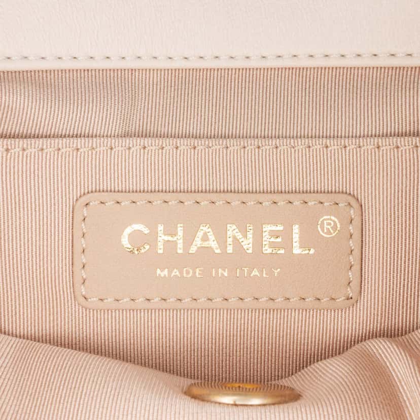 Chanel Small Lambskin Button On Top Flap Brown Leather Good condition - Box View