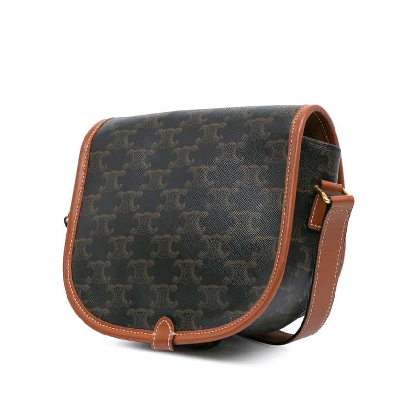 Celine Medium Triomphe Coated Canvas Folco Crossbody Brown Canvas Good condition - Back View