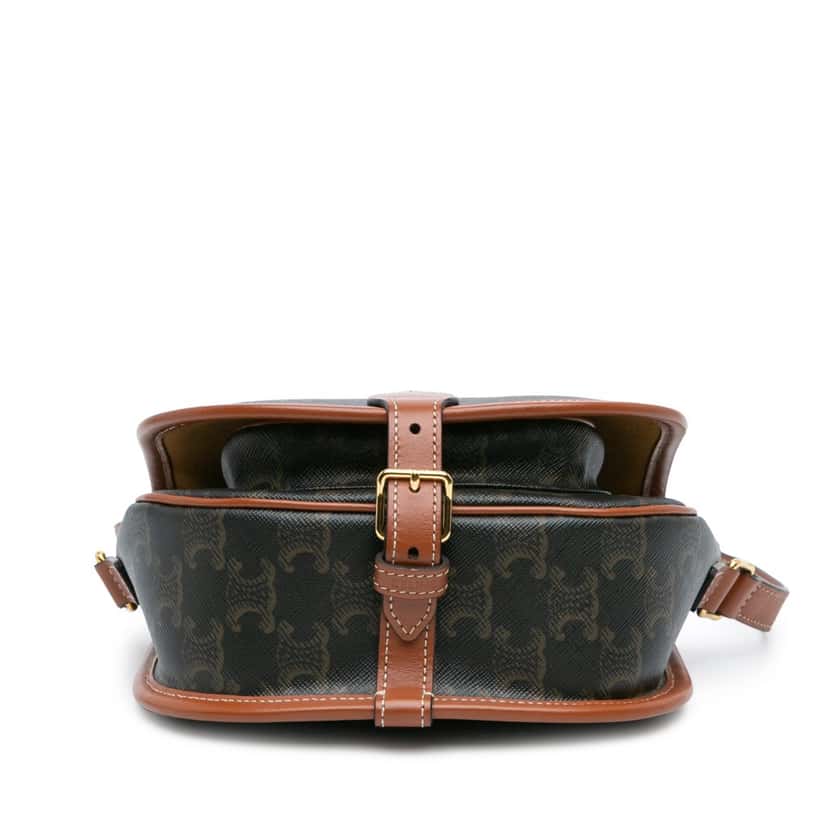 Celine Medium Triomphe Coated Canvas Folco Crossbody Brown Canvas Good condition - Inside View