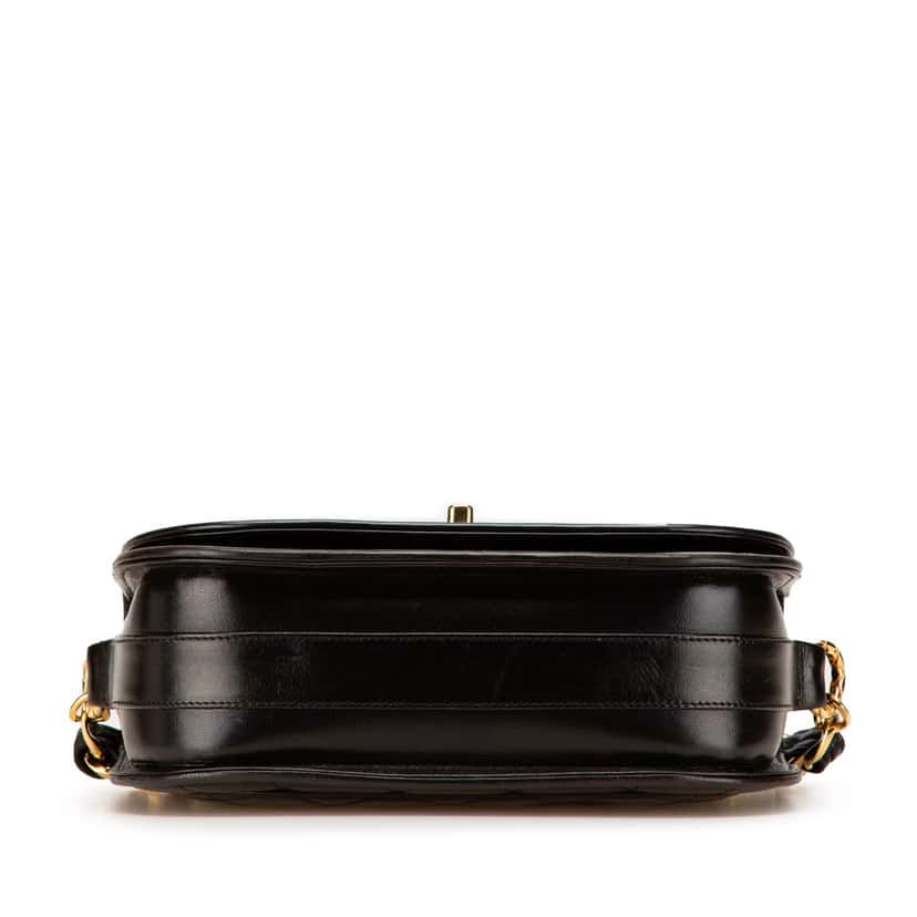Chanel CC Quilted Lambskin Chain Flap Black Leather Very good condition - Inside View