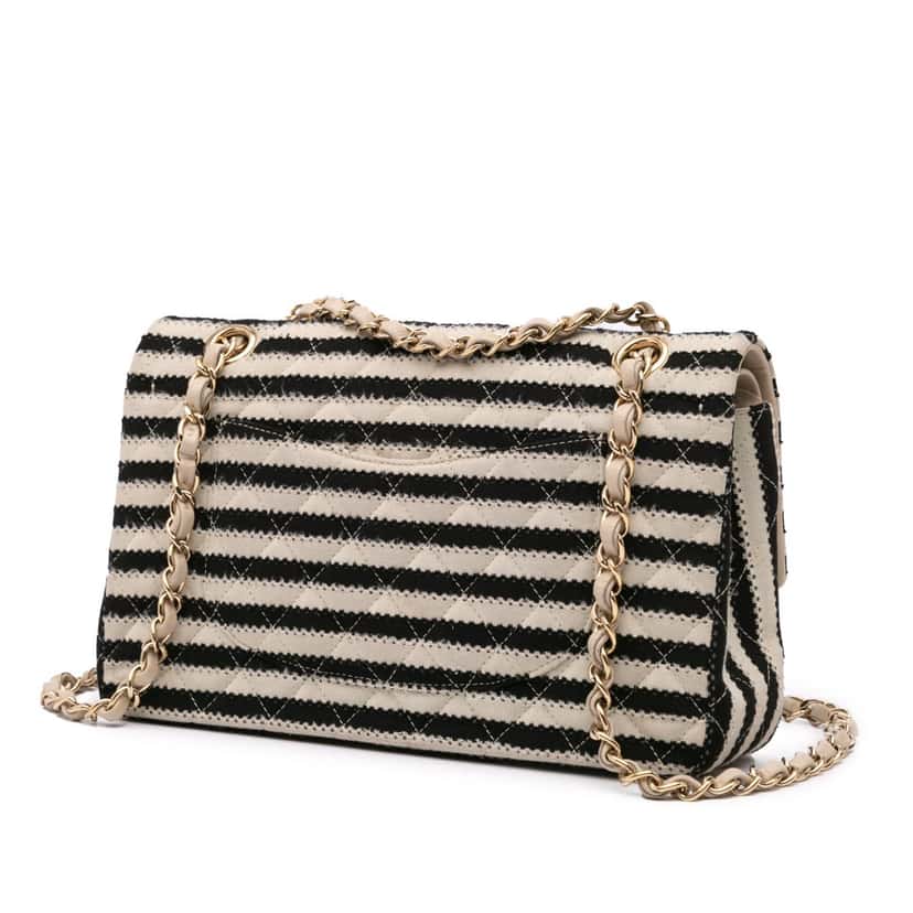 Chanel Medium Classic Jersey Coco Sailor Double Flap Black Cotton Good condition - Back View