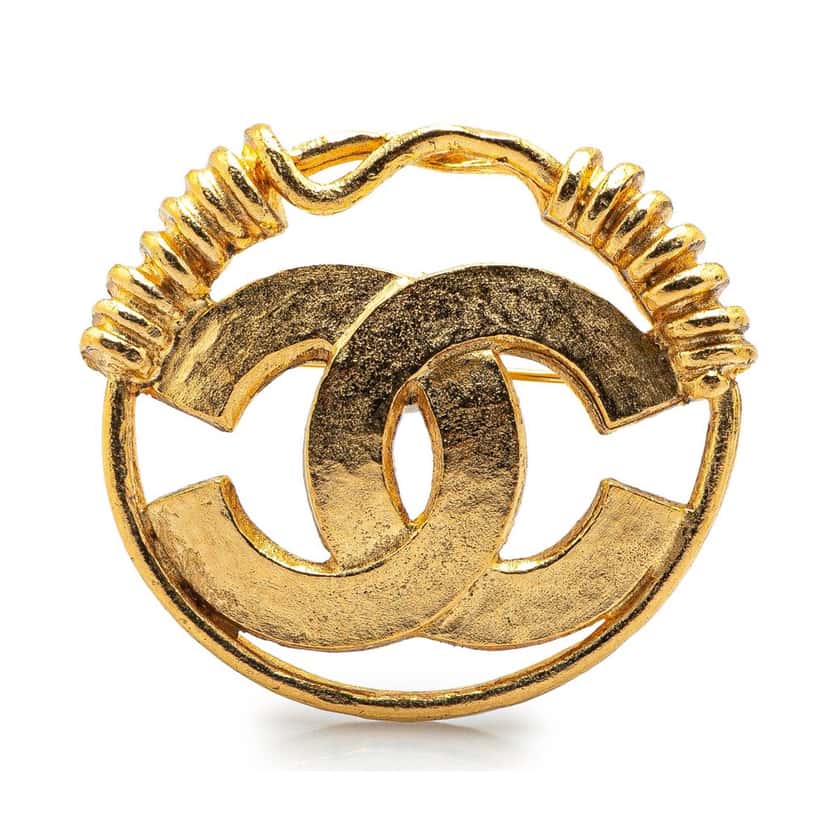 Chanel Gold Plated CC Brooch Gold Metal Good condition - Front View