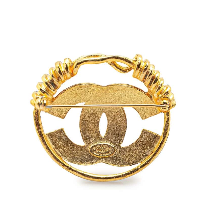 Chanel Gold Plated CC Brooch Gold Metal Good condition - Back View