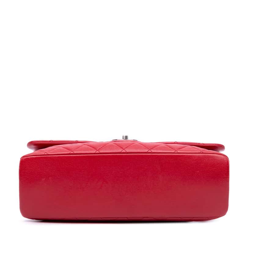 Chanel Large Quilted Shiny Lambskin Burgundy Rocks Flap Red Leather Good condition - Inside View