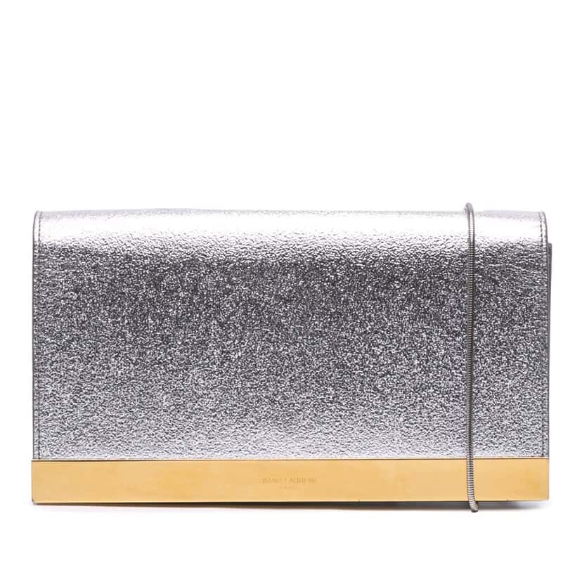 Saint Laurent Metallic Leather Crossbody Silver Leather Good condition - Front View