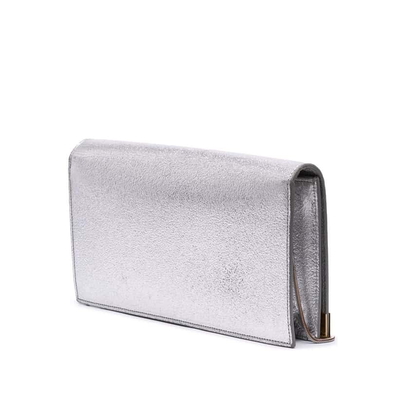 Saint Laurent Metallic Leather Crossbody Silver Leather Good condition - Back View