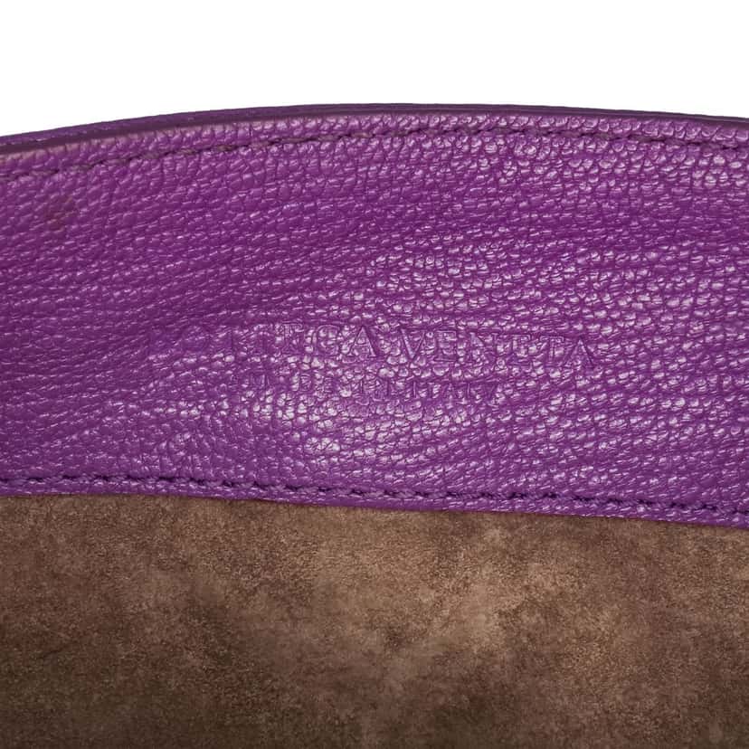 Bottega Veneta Small Madras Goatskin Intrecciato Shoulder Bag Purple Leather Good condition - Box View