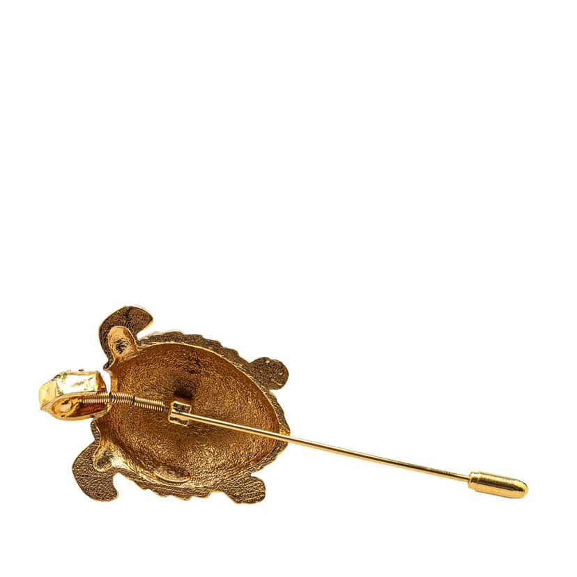 Chanel Gold Plated Turtle Pin Brooch Gold Metal Good condition - Back View