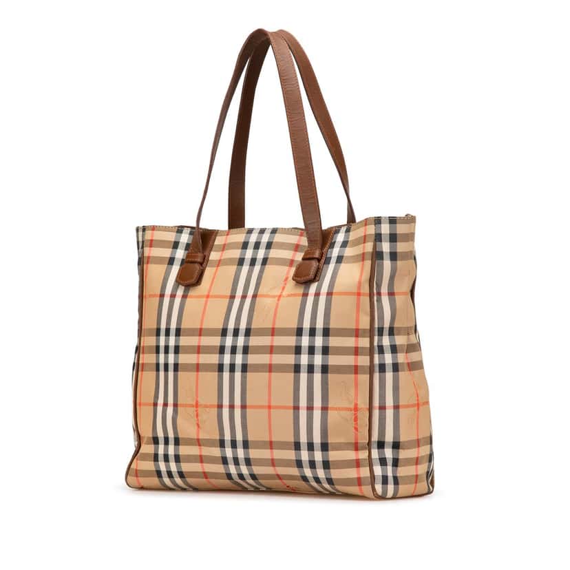 Burberry Haymarket Check Canvas Tote Brown Canvas Good condition - Back View